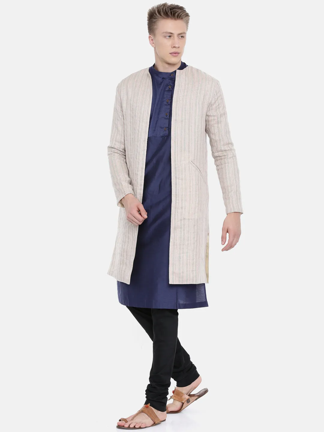 Linen Silk Reversible Long Jacket - MMLORJ001