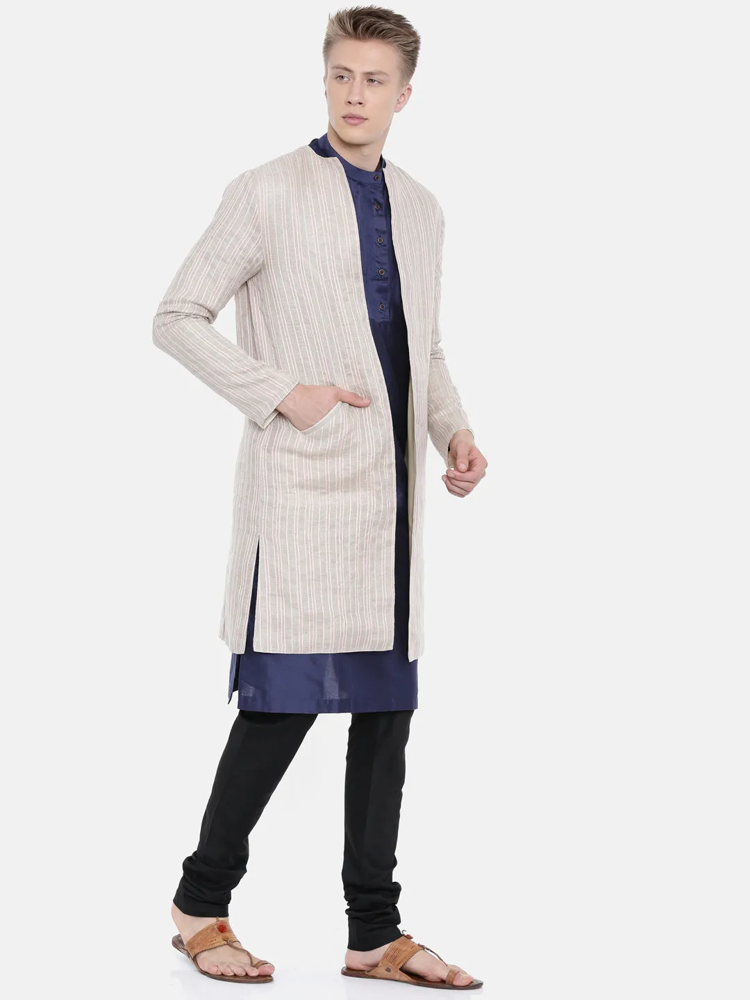 Linen Silk Reversible Long Jacket - MMLORJ001