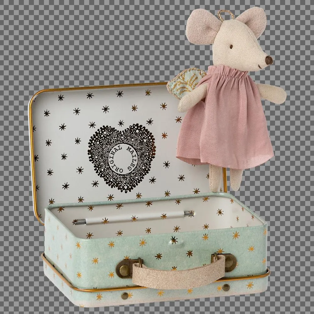 Maileg Angel Mouse in Suitcase