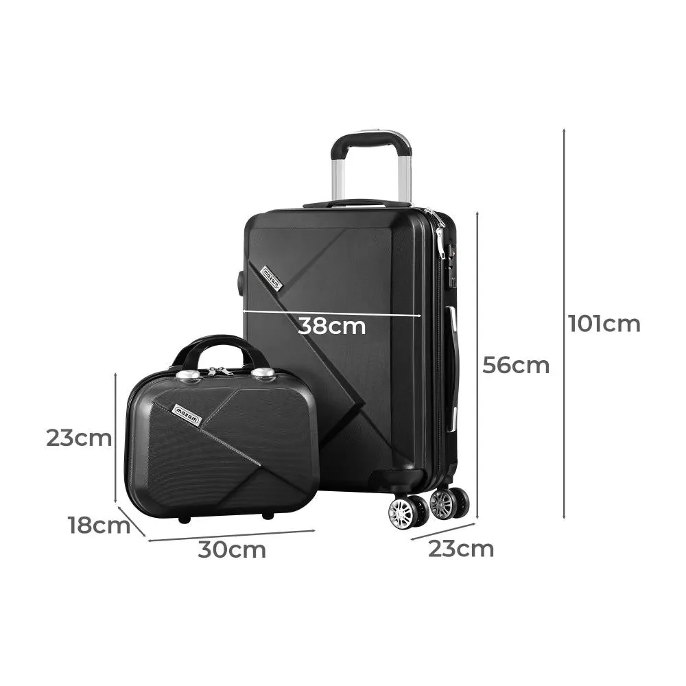 Mazam 2PCS Luggage Suitcase Trolley Set Travel TSA Lock Storage Hard Case Black