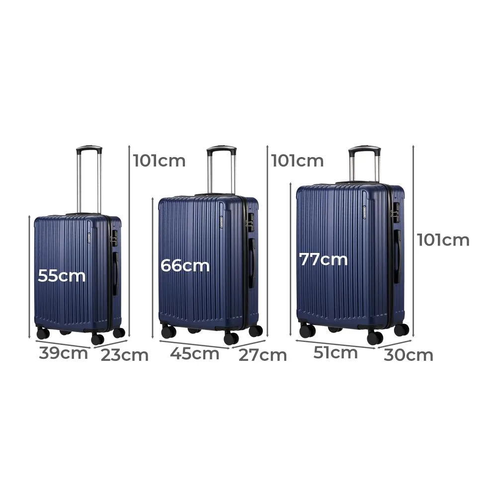 Mazam 3PCS Luggage Set Travel TSA Lock ABS Case Navy