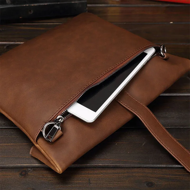 Men PU Soft Leather Thin Hasp Crossbody Bags Retro Wear Resistant Large Capacity Handbag Shoulder Bag