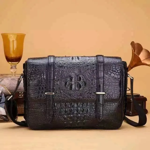 Mens Genuine Crocodile Laptop Bag Messenger Bag  Briefcase