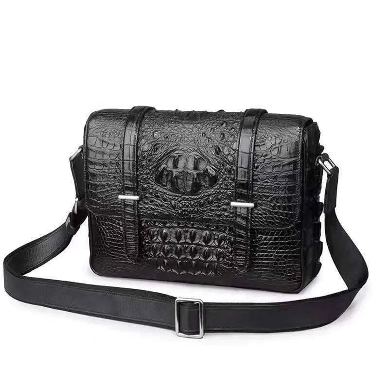 Mens Genuine Crocodile Laptop Bag Messenger Bag  Briefcase