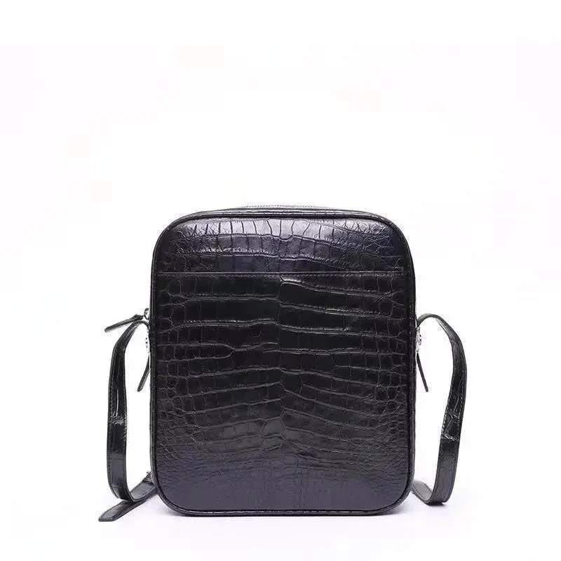 Men's Genuine Crocodile Leather Zip  Messenger Bag