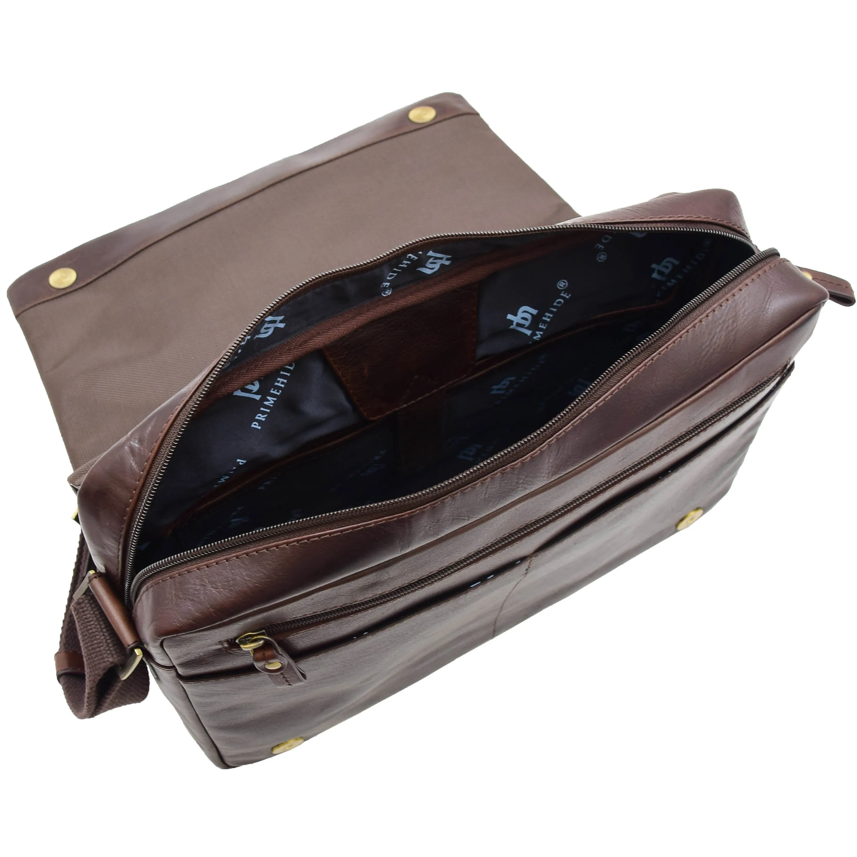 Mens Smart Casual Shoulder Leather Organiser Bag San Antonio Brown