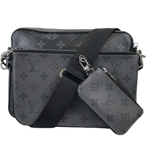 Men's Trio Monogram Eclipse Messenger Bag Black