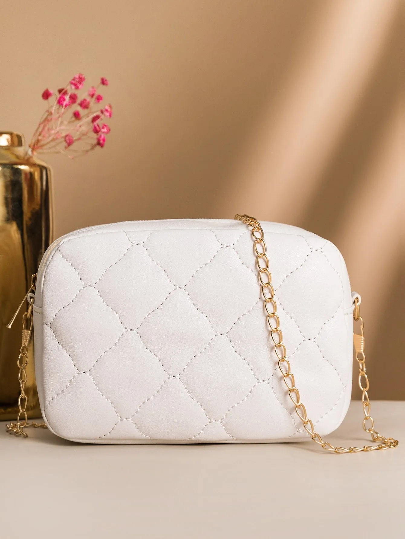 Mini Minimalist Quilted Chain Crossbody Bag