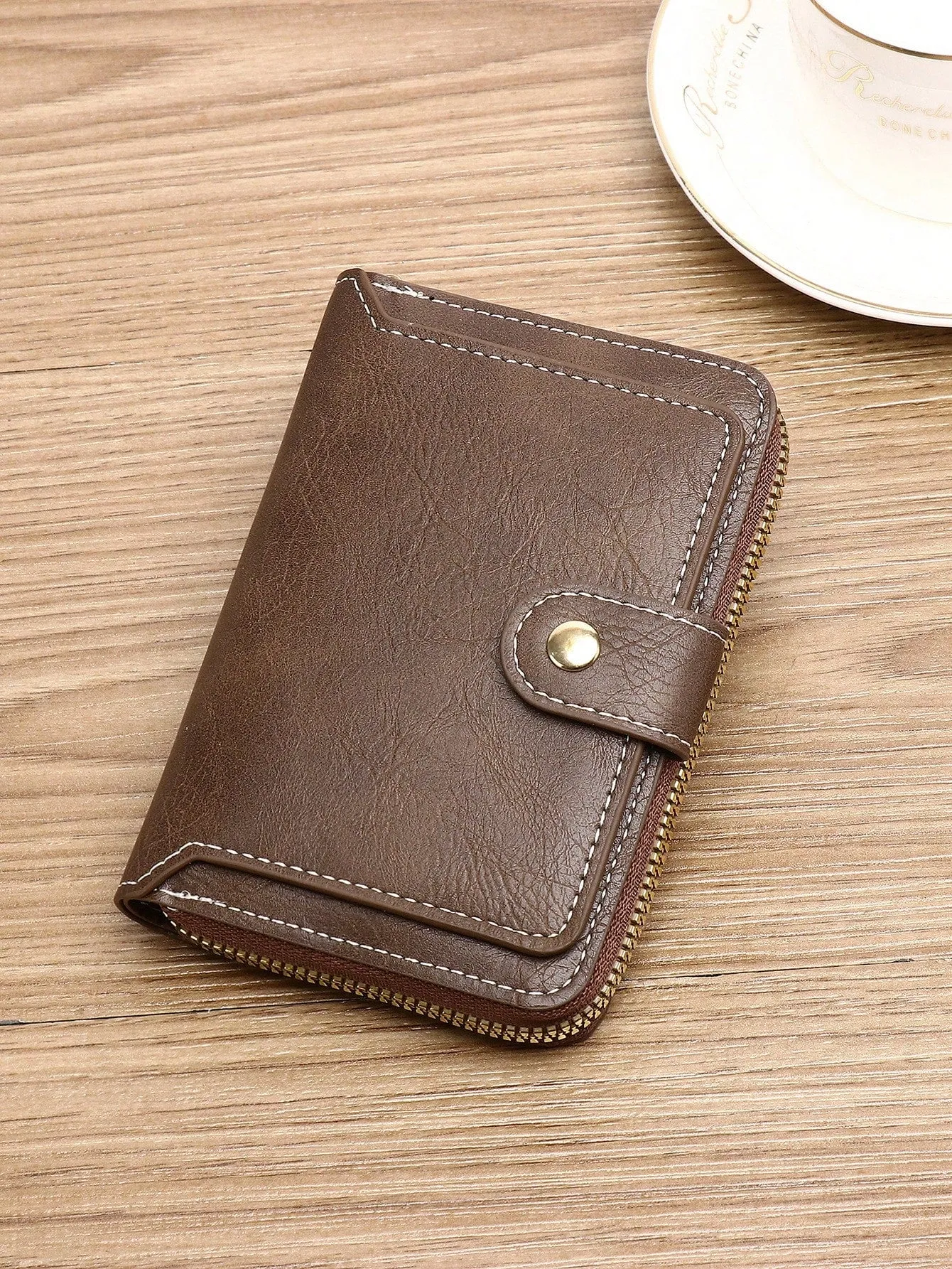 Minimalist Fashion Business Style PU Zipper Wallet