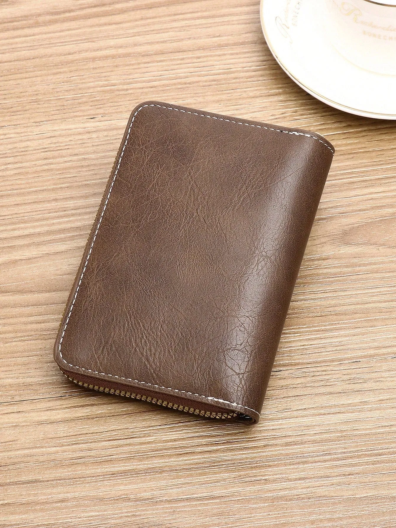 Minimalist Fashion Business Style PU Zipper Wallet