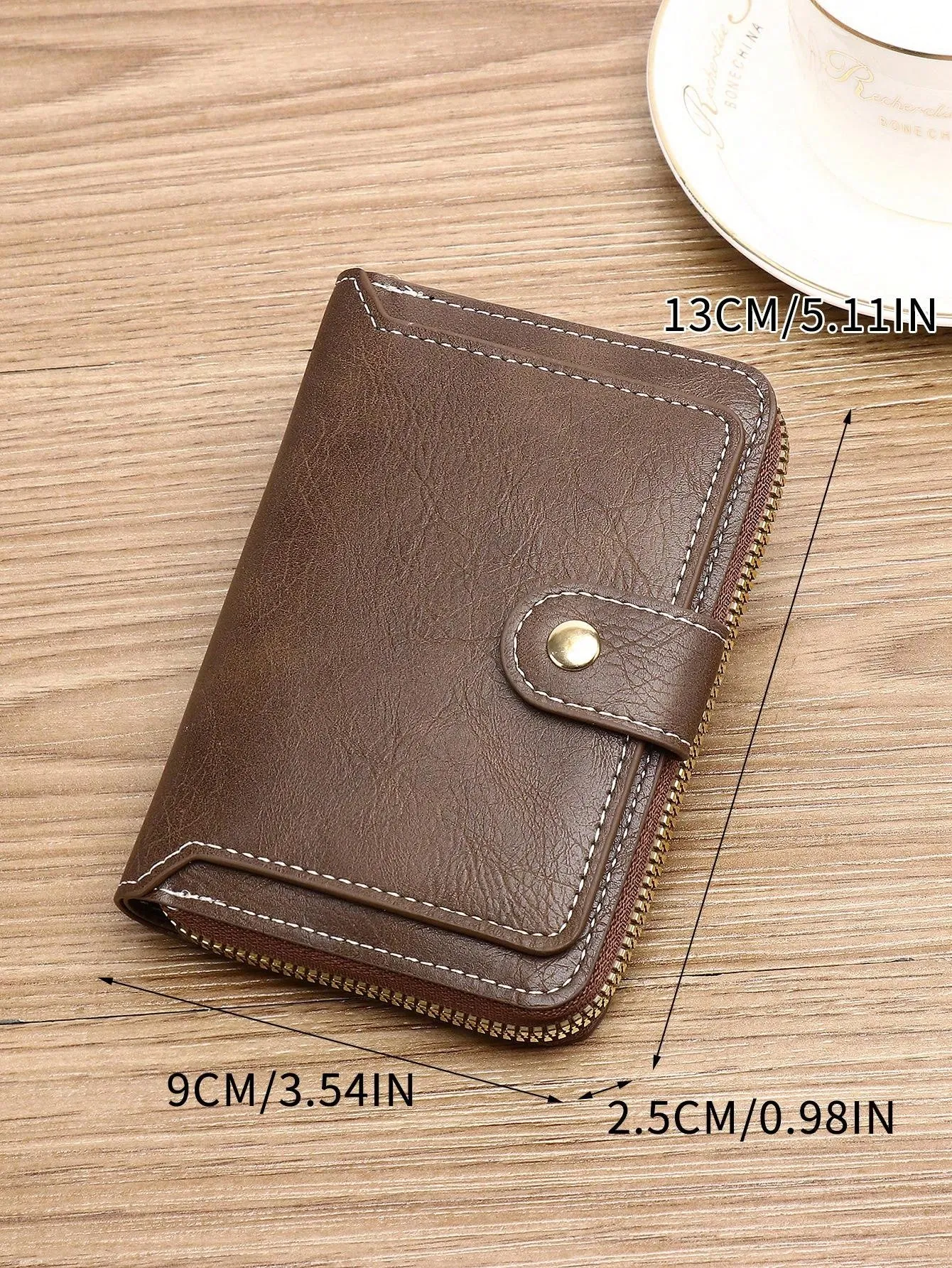 Minimalist Fashion Business Style PU Zipper Wallet