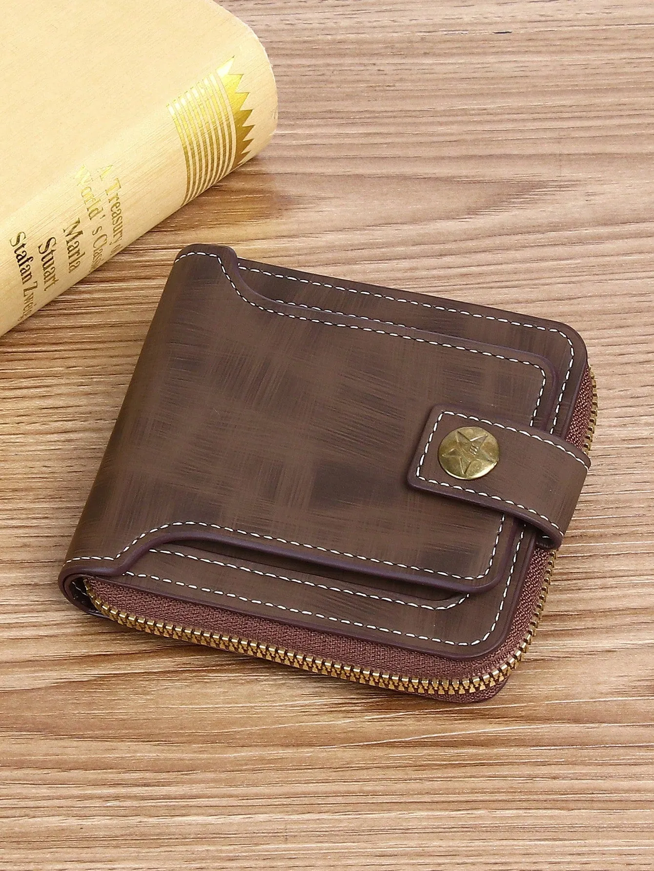 Minimalist Fashion Business Style PU Zipper Wallet