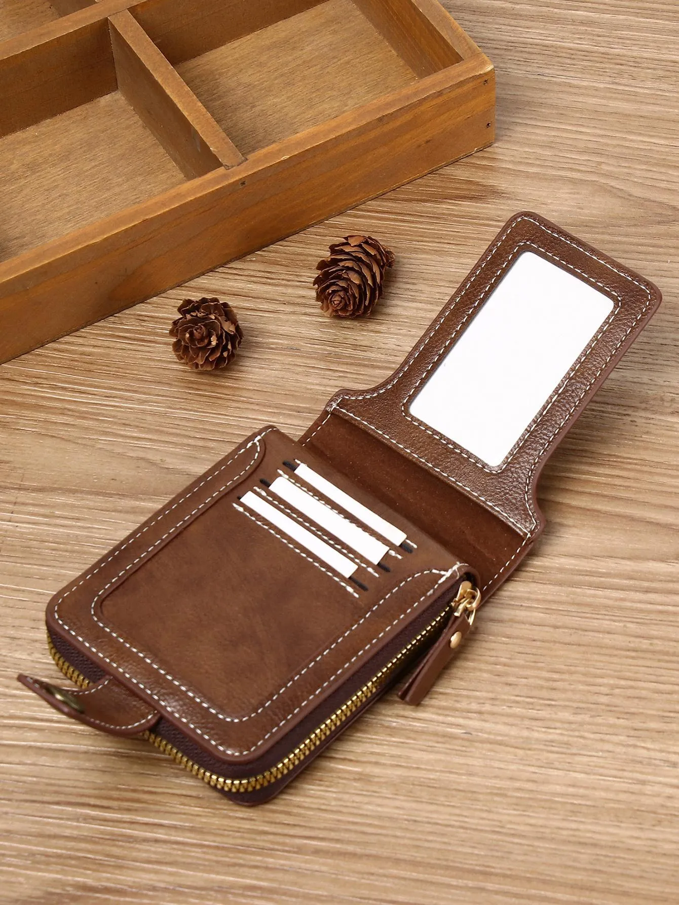 Minimalist Fashion Business Style PU Zipper Wallet