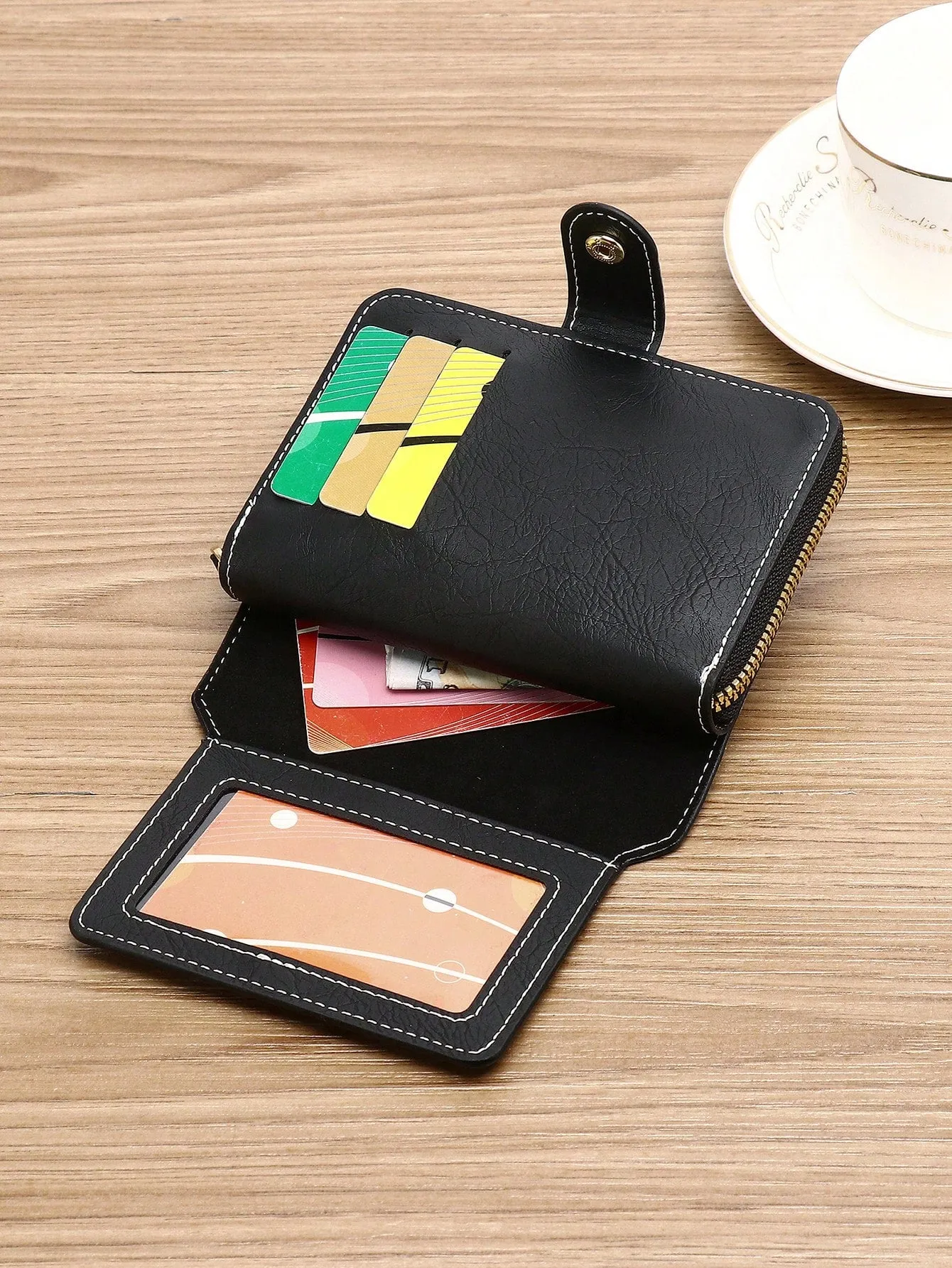 Minimalist Fashion Business Style PU Zipper Wallet