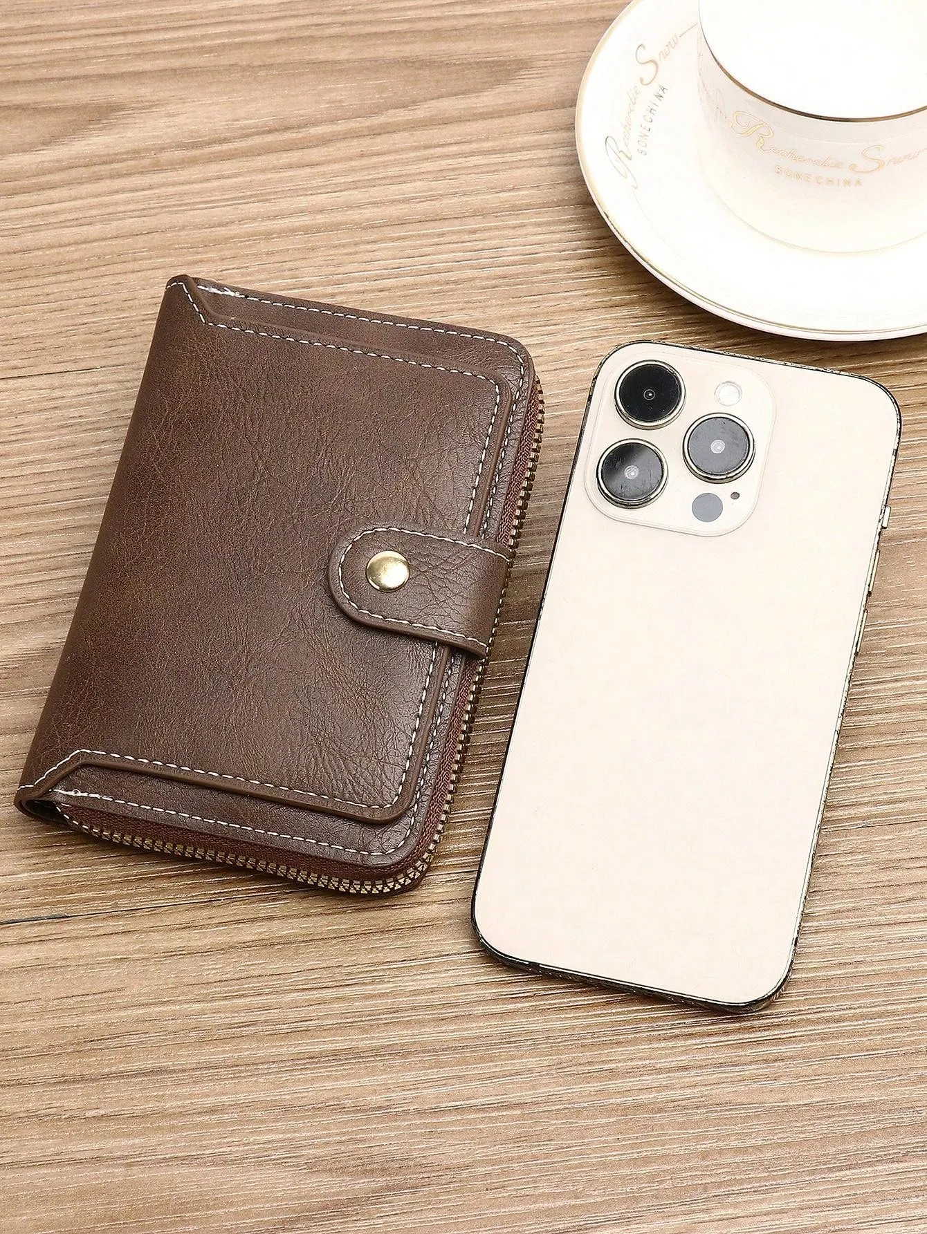 Minimalist Fashion Business Style PU Zipper Wallet