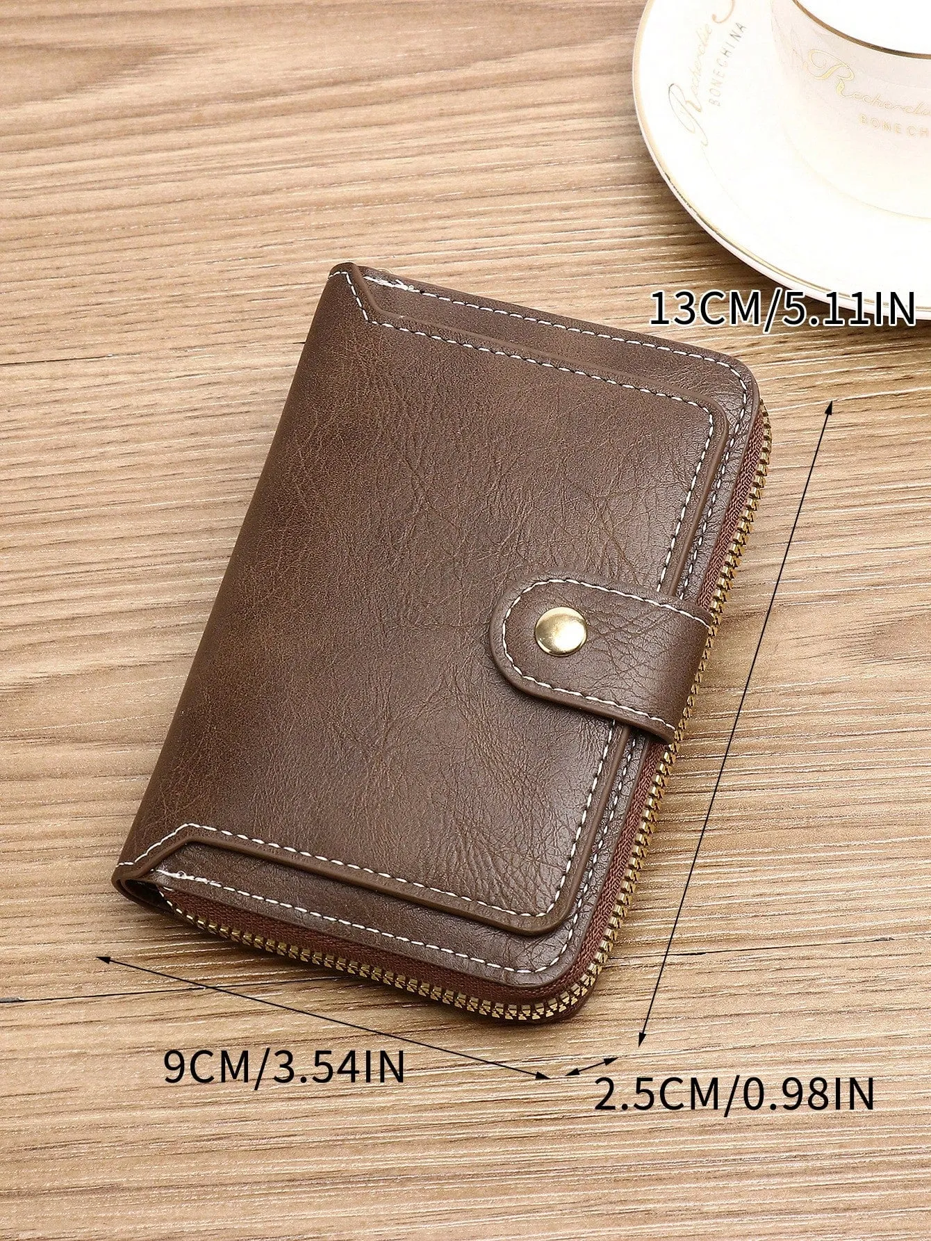 Minimalist Fashion Business Style PU Zipper Wallet