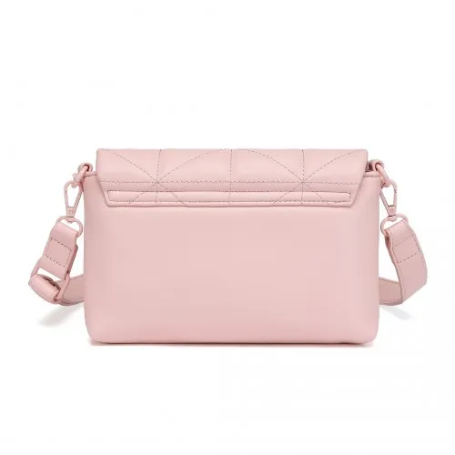 Miss Lulu Quilted Shoulder Bag - Elegant Pink Handbag with Chain Strap