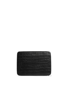 Moorgate - Black Croc Print Leather