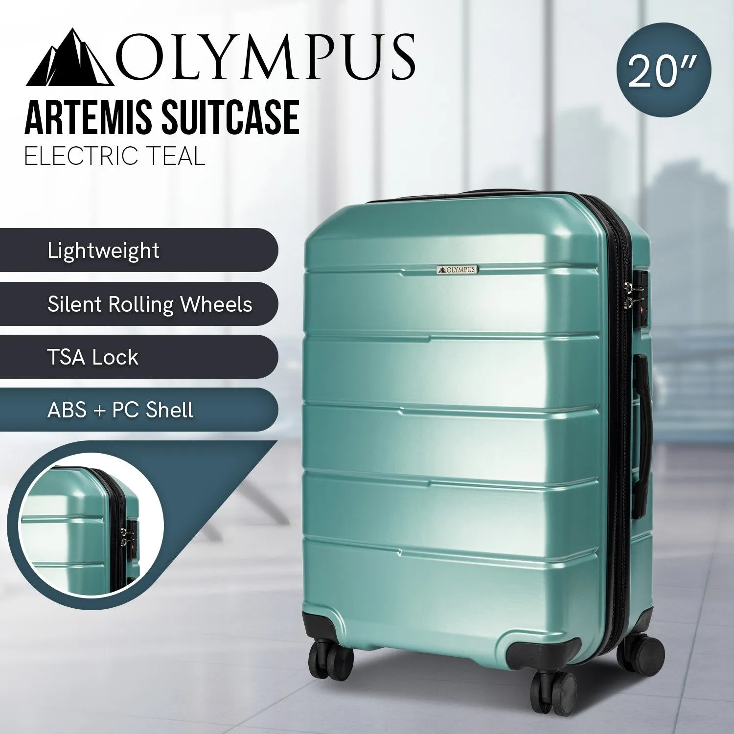 Olympus Artemis 20" Hard Shell Suitcase ABS PC (Electric Teal)