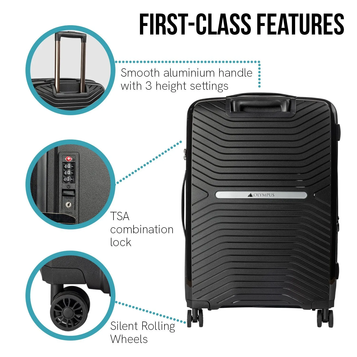 Olympus Astra 20" Hard Shell Suitcase (Obsidian Black)