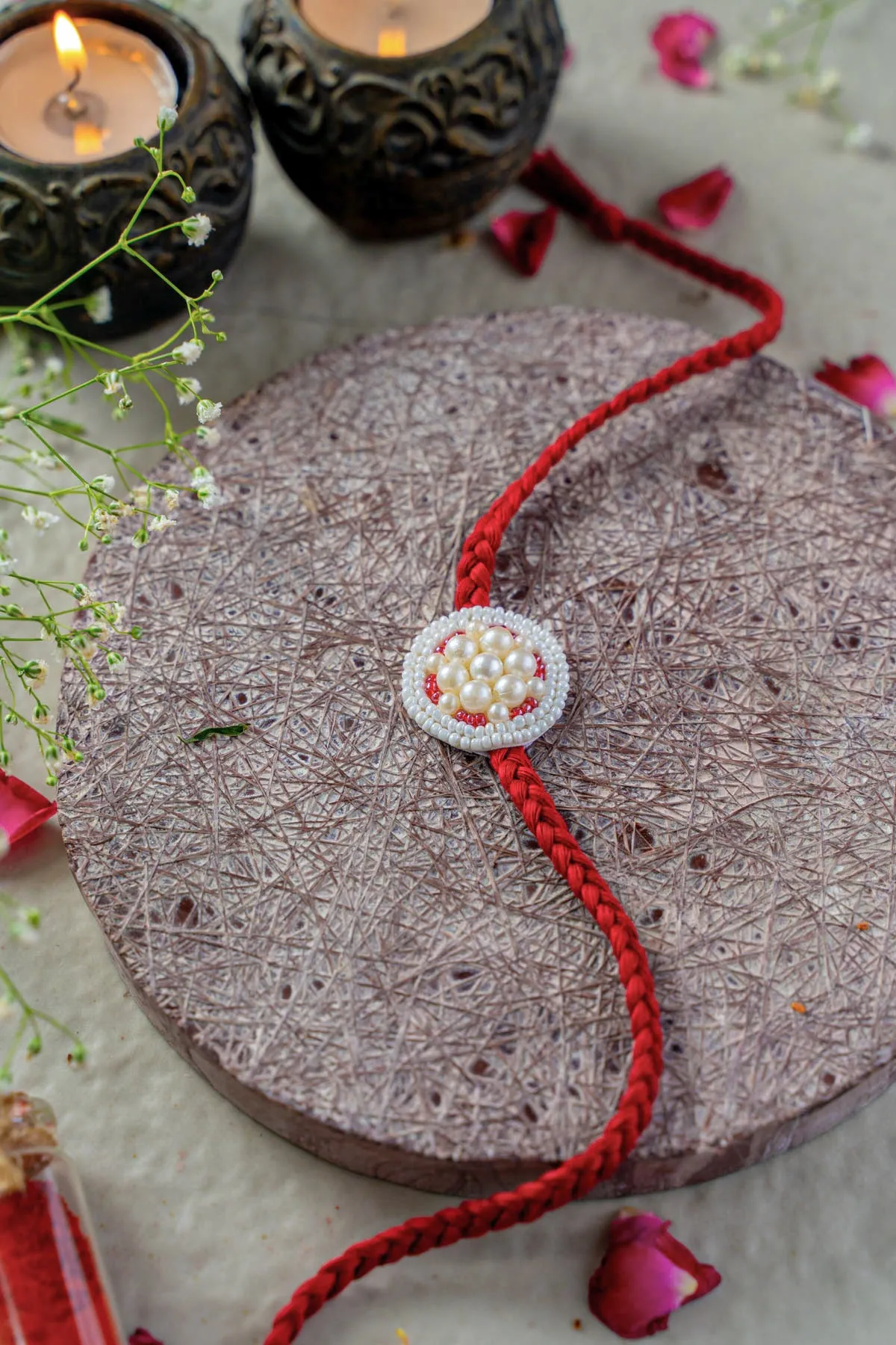 Pearl Radiance Embroidered Rakhi