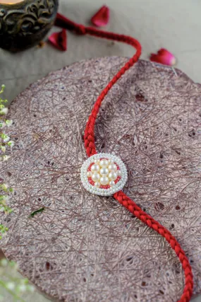 Pearl Radiance Embroidered Rakhi