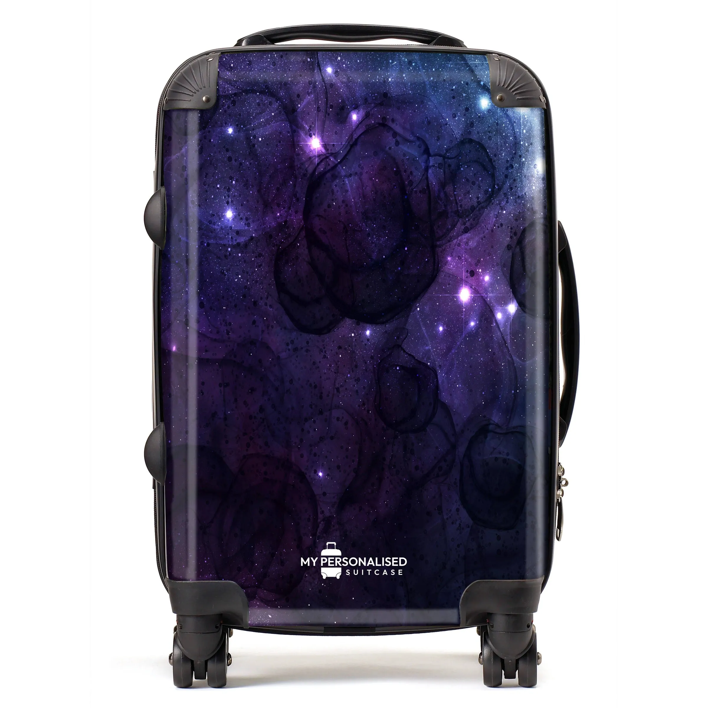 Personalised Awash with Stars Purple Suitcase