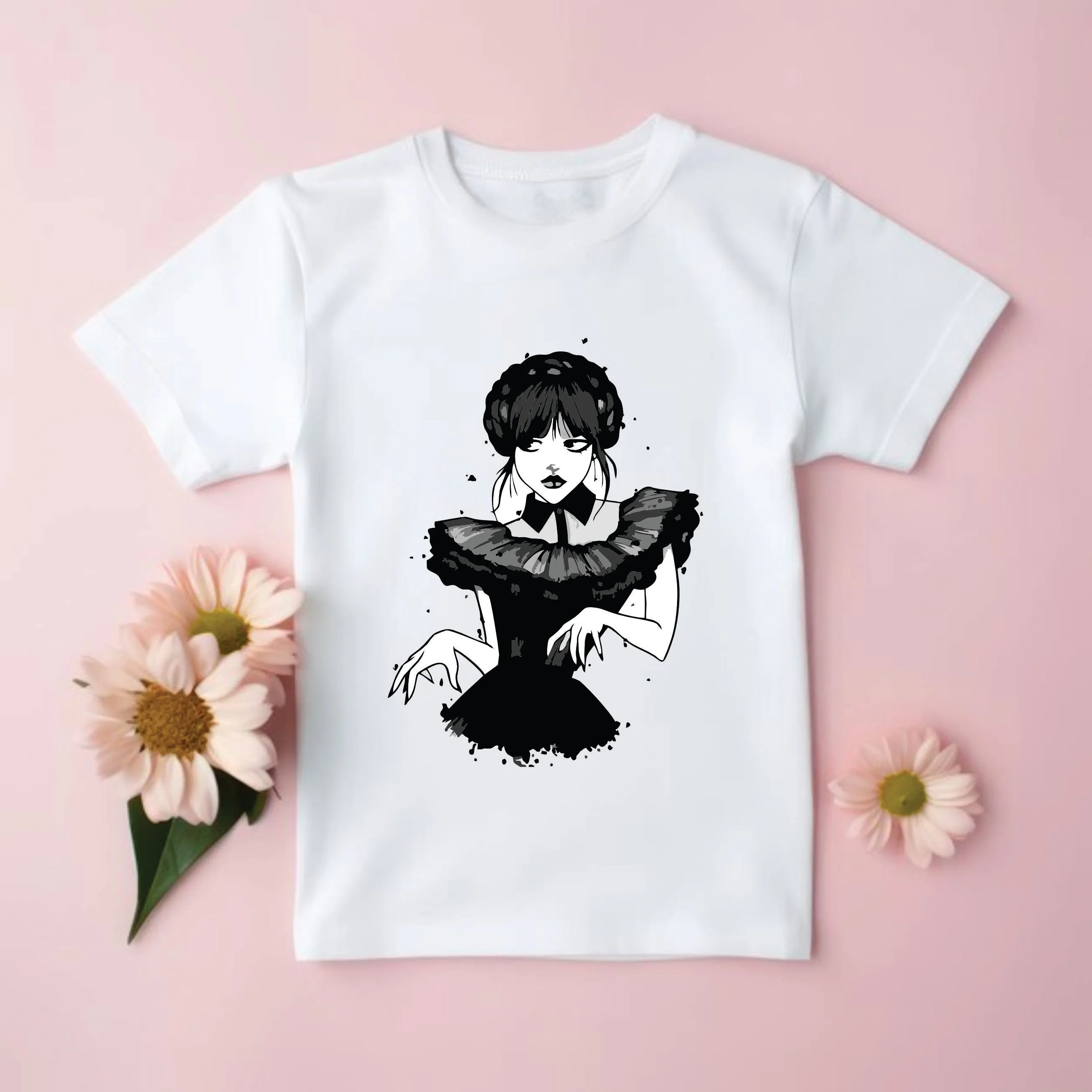 Personalised Wednesday Addams Style Kids T-Shirt