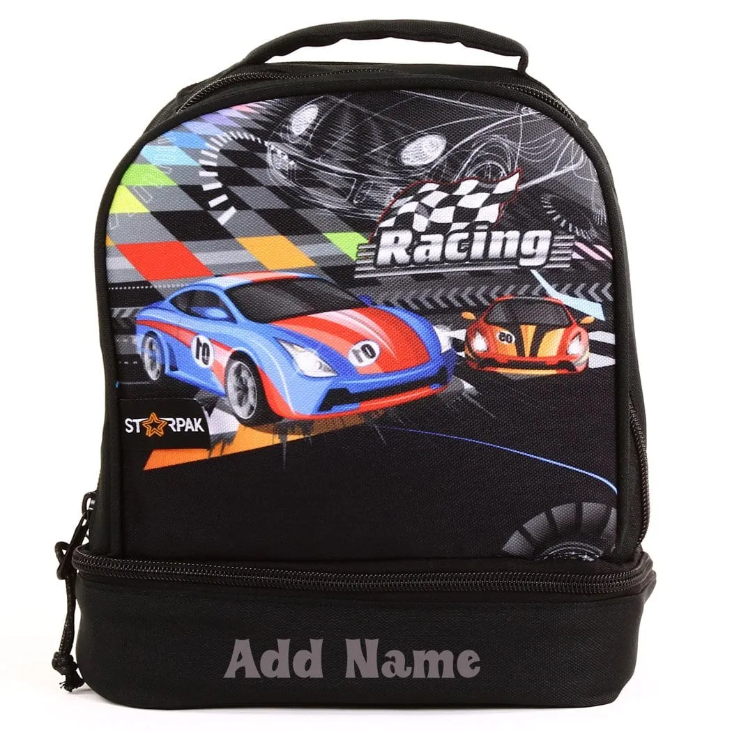 Personalized School Backpack or Lunch Bag - Racing