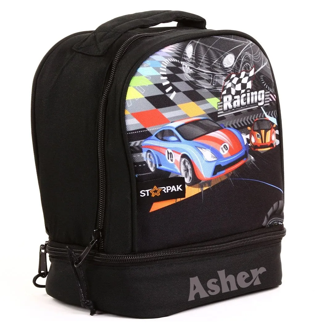 Personalized School Backpack or Lunch Bag - Racing