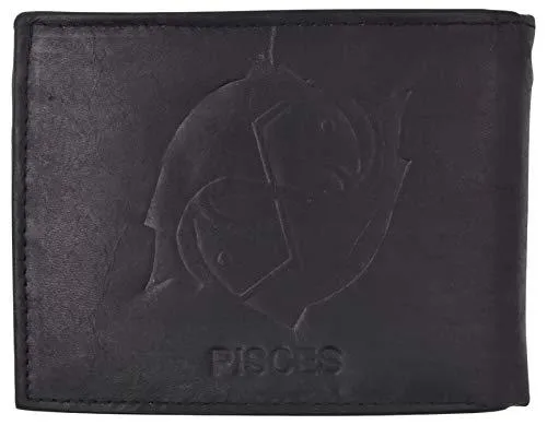 Pisces Zodiac Sign Bifold Trifold Genuine Leather Men's Wallets