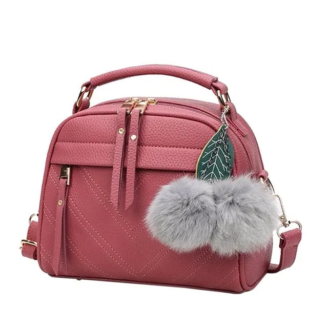 PU Leather Handbag For Women Girl Fashion Tassel Messenger Bags With Ball Bolsa Female Shoulder Bags Ladies Party Crossby Bag