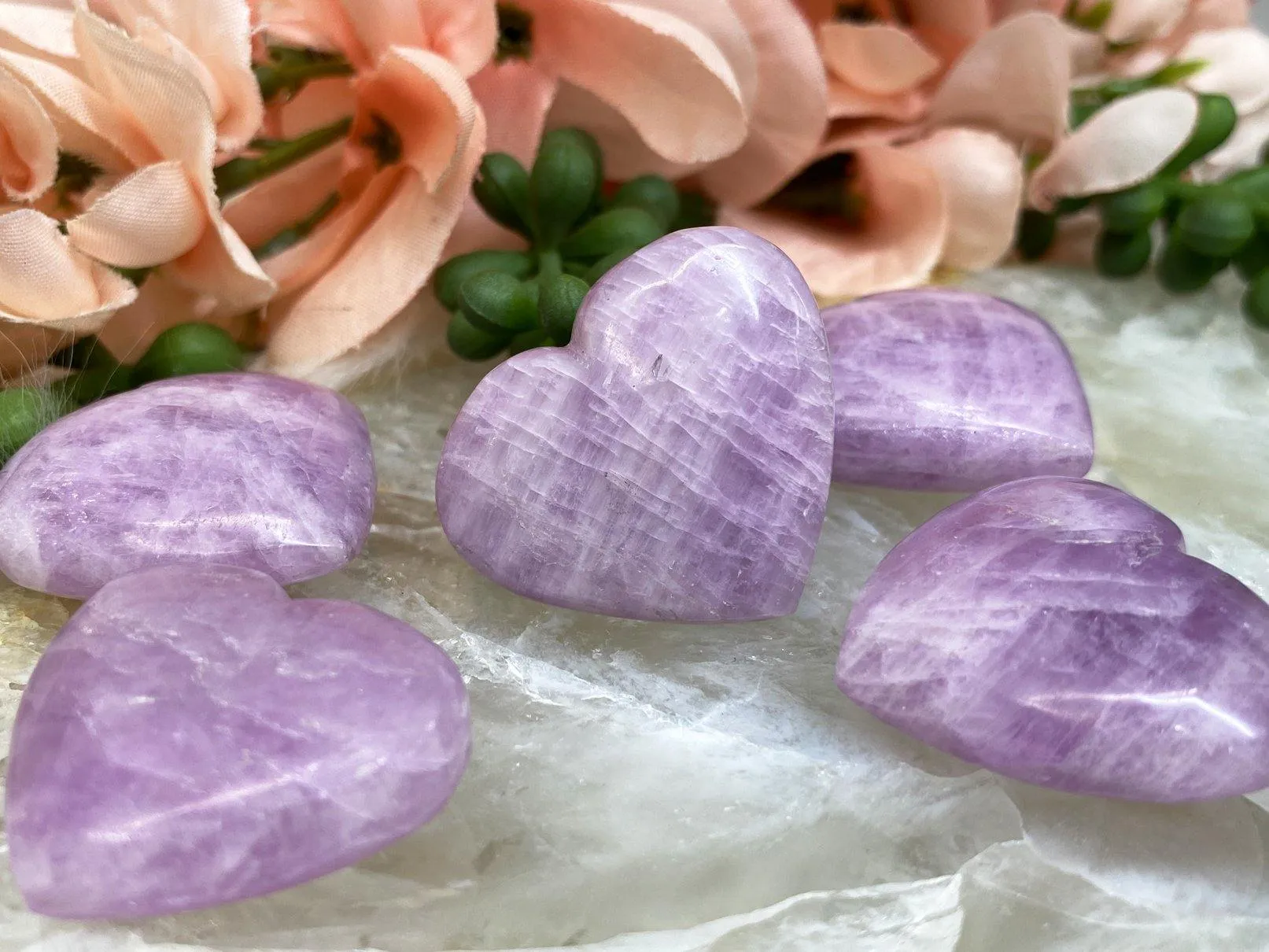 Purple Kunzite Hearts