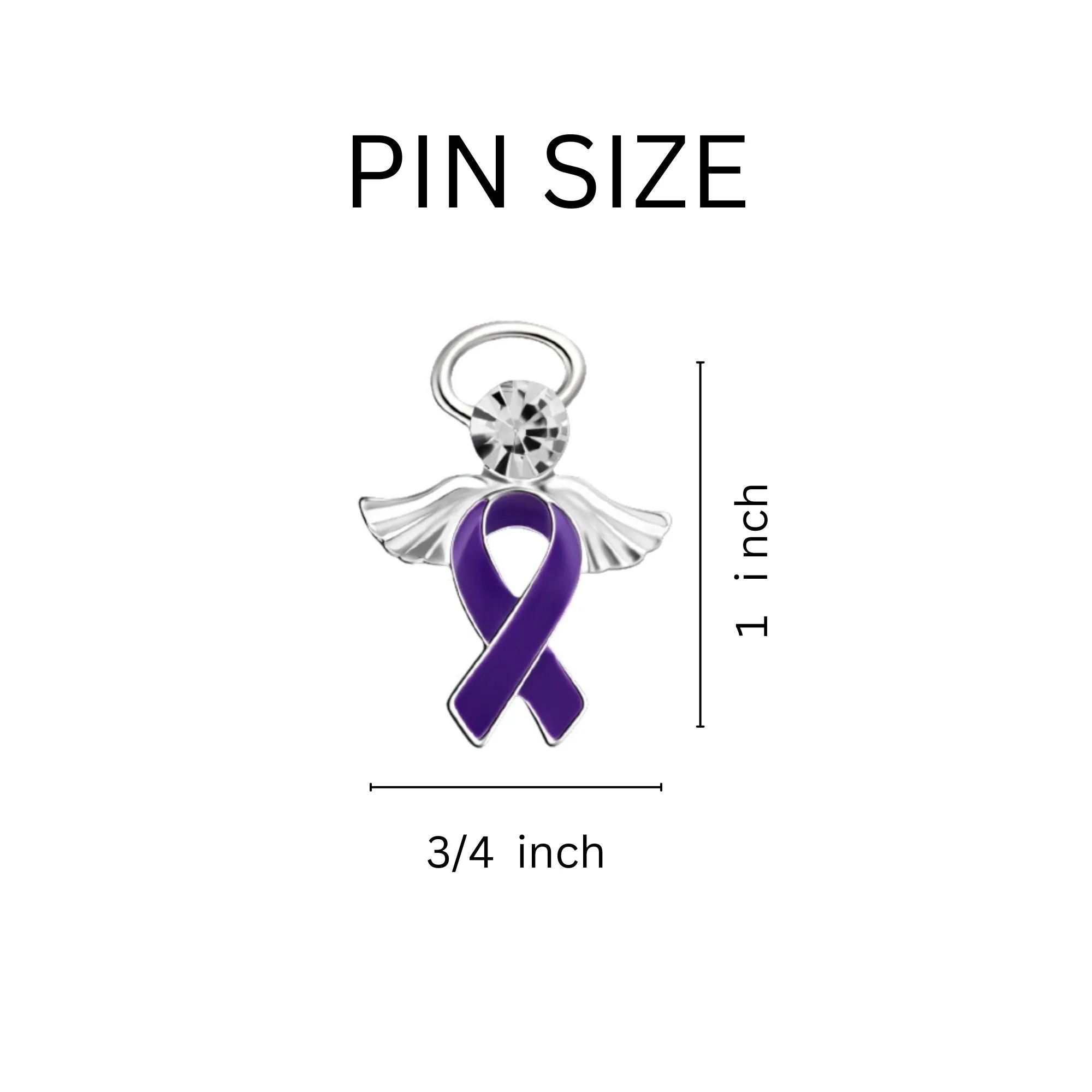 Purple Ribbon Angel Awareness Pins