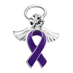 Purple Ribbon Angel Awareness Pins