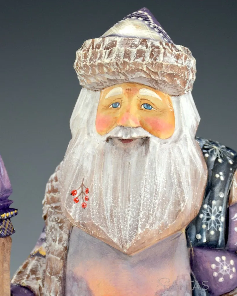 Purple Santa Walking with Toy Bag