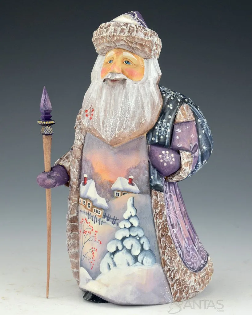 Purple Santa Walking with Toy Bag