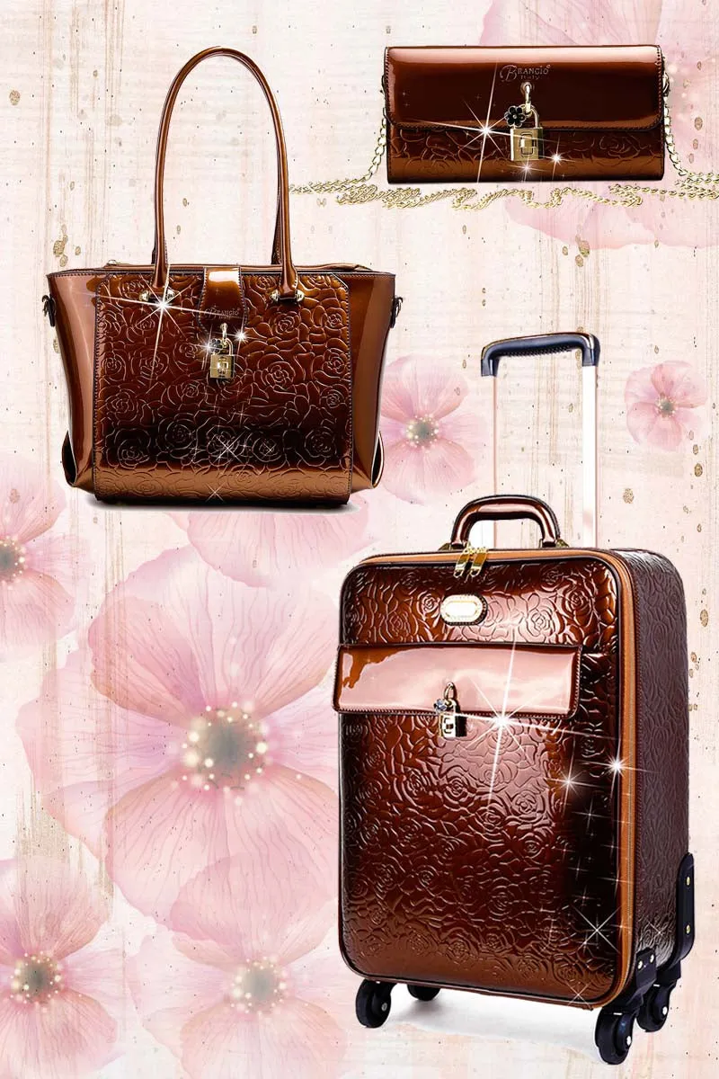 Rosy Lox Luggage 3 Pcs. Vegan Leather Suitcase Set