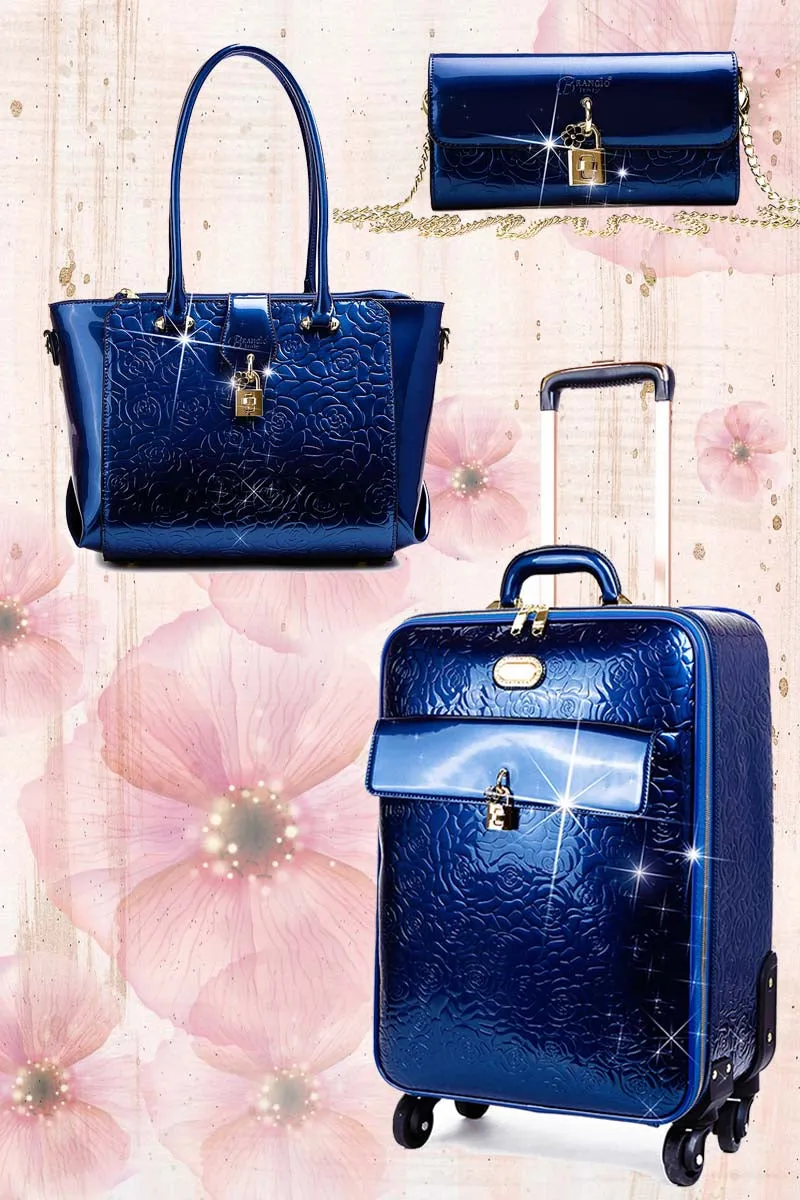 Rosy Lox Luggage 3 Pcs. Vegan Leather Suitcase Set