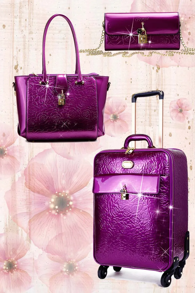 Rosy Lox Luggage 3 Pcs. Vegan Leather Suitcase Set