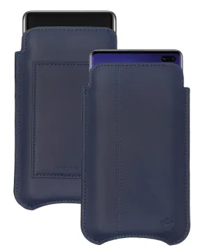 Samsung Galaxy S10  Blueberry Blue Leather Wallet Screen Cleaning Case | NueVue