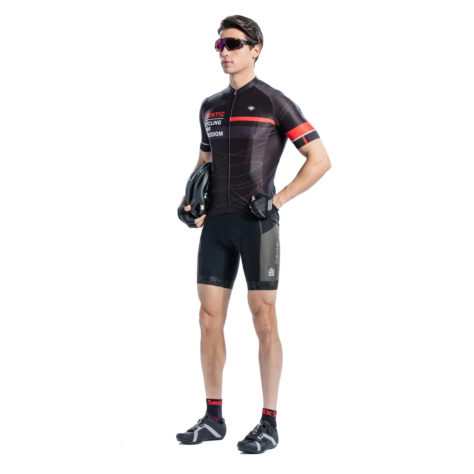 Santic Arok Grey Men Padded Cycling Bib Shorts