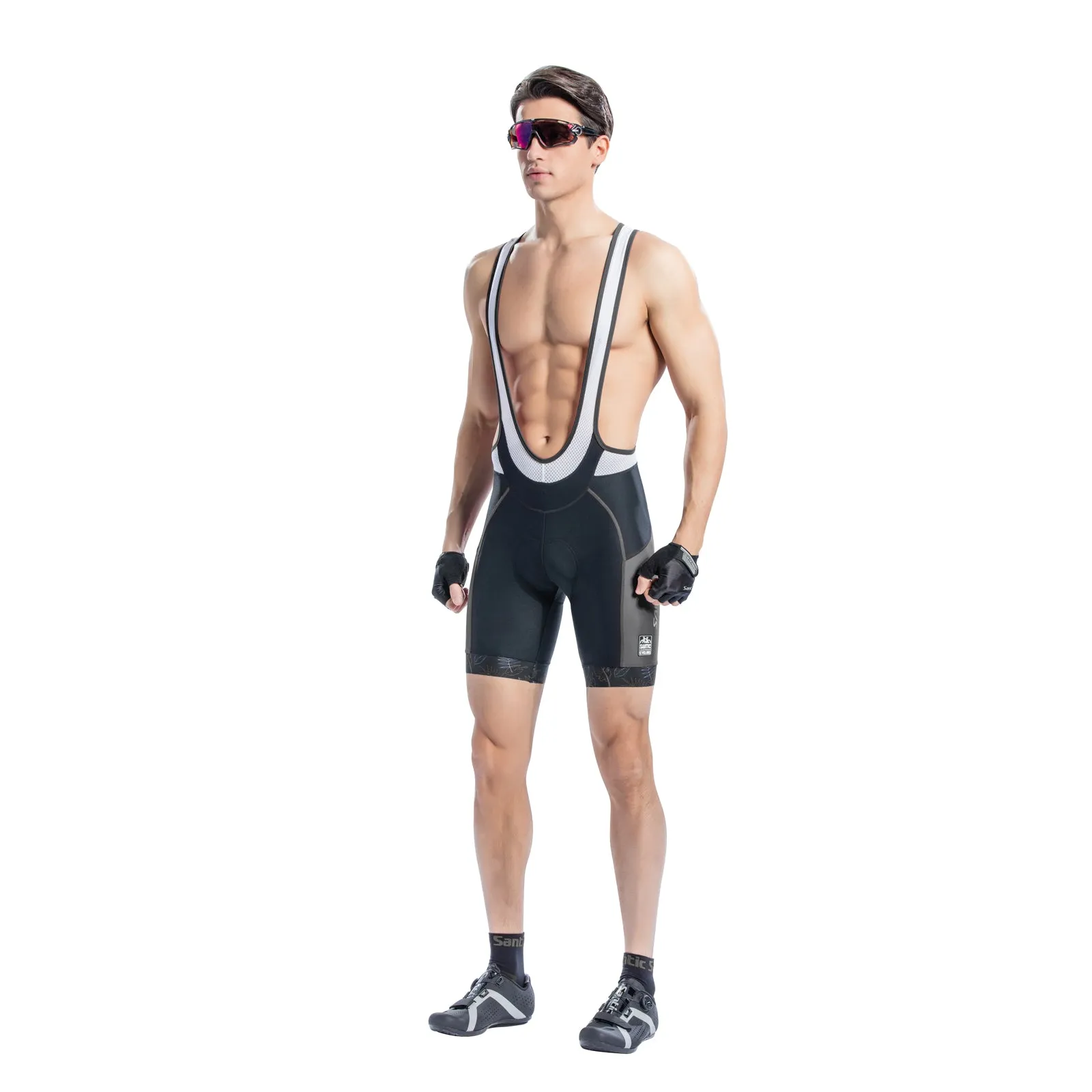 Santic Arok Grey Men Padded Cycling Bib Shorts