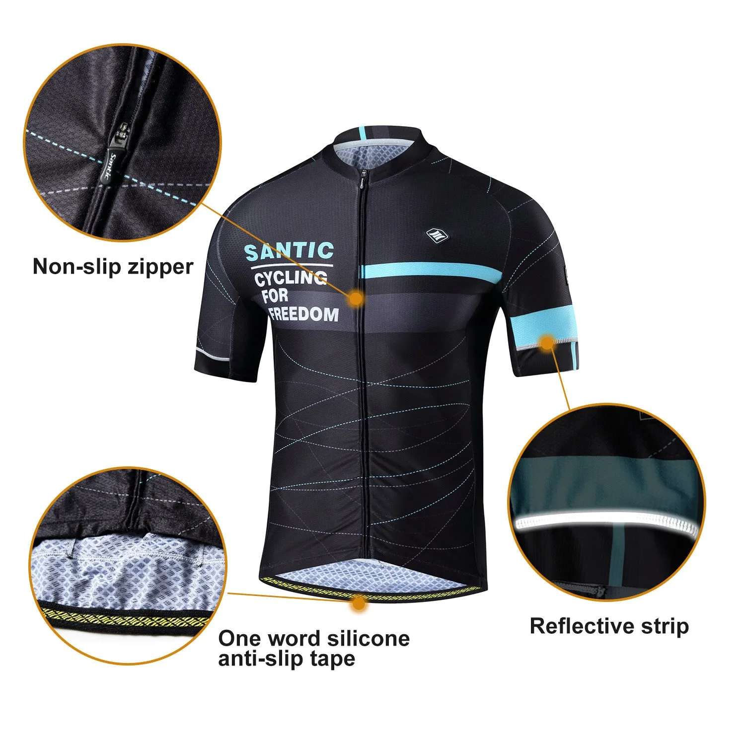 Santic Rider Men Cycling Jersey Short Sleeve Blue