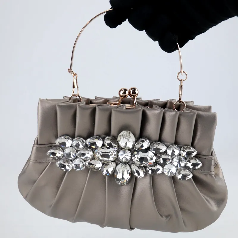 Satin Crystal Bridal Handbag Women Clutch Party Bags