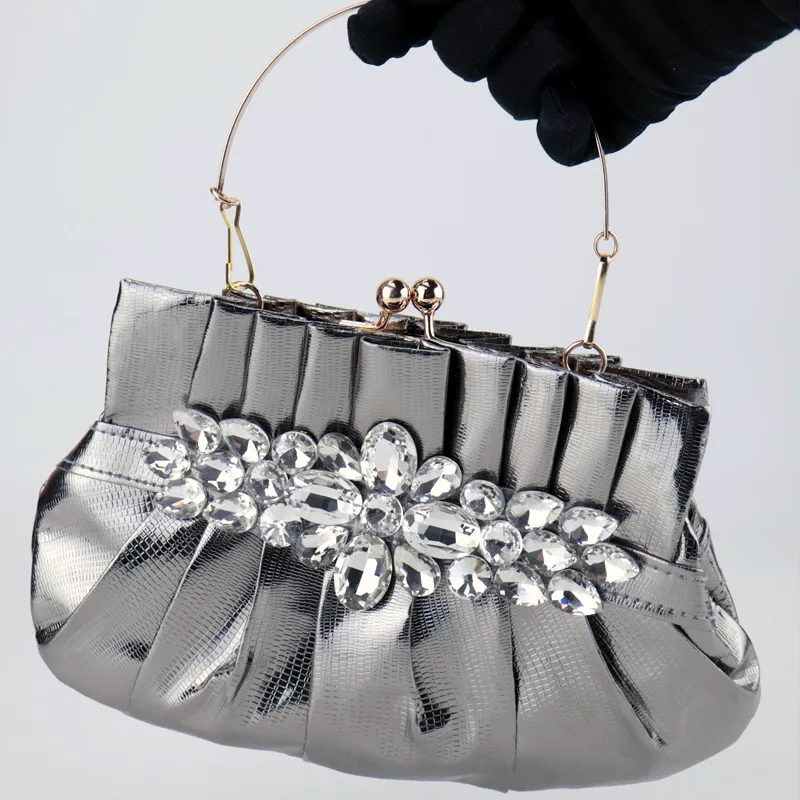 Satin Crystal Bridal Handbag Women Clutch Party Bags