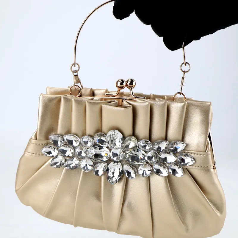 Satin Crystal Bridal Handbag Women Clutch Party Bags