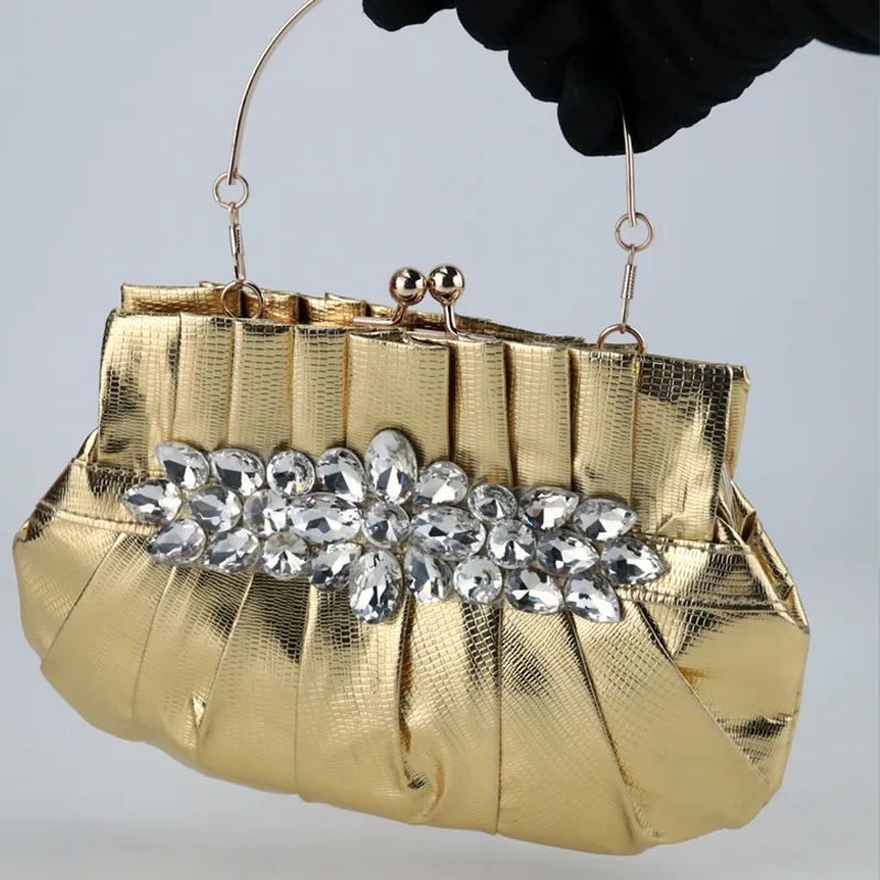 Satin Crystal Bridal Handbag Women Clutch Party Bags