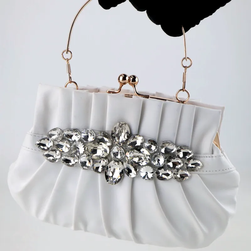 Satin Crystal Bridal Handbag Women Clutch Party Bags