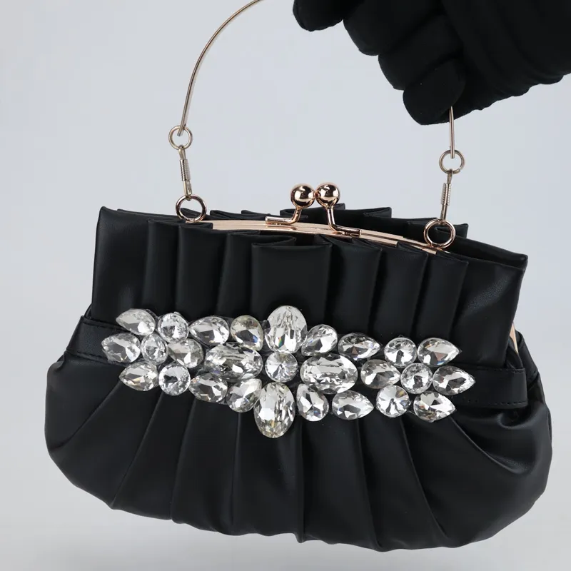 Satin Crystal Bridal Handbag Women Clutch Party Bags